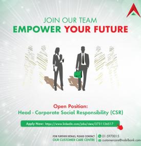 Exciting Opportunity at Nabil Bank: Head of Corporate Social Responsibility (CSR)