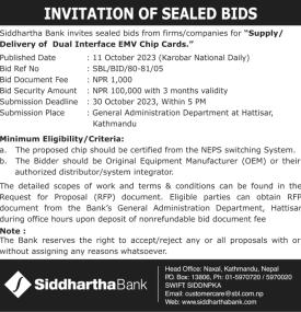 Invitation of Sealed Bids