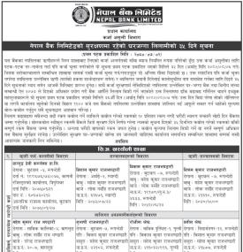 नेपाल बैंकको सुरक्षरणमा रहेको घरजग्गा लिलामीको ३५ दिने सूचना
