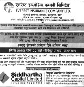 हकप्रद शेयर आवेदन दिने अन्तिम म्याद  !!!