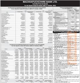माछापुच्छ्रे बैंकको खुद नाफा ५४ करोड २२ लाख रुपैयाँ 