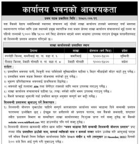 नबिल बैंकको लागि विभिन्न ठाउँमा कार्यालय भवनको आवश्यकता -