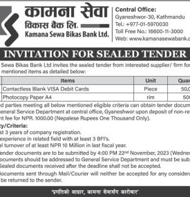 Invitation for Sealed Tender