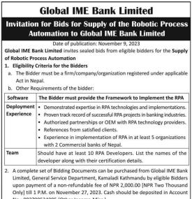 Invitation for Bids for Supply