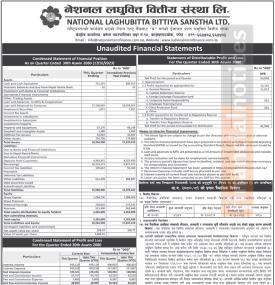 नेशनल लघुवित्तको खुद नाफा ५ करोड ५० लाख ६३ हजार रुपैयाँ