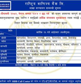 Branch open notice during tihar holiday