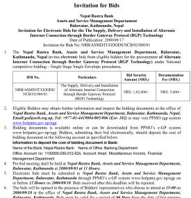 Invitation of Bids for The Supply, Delivery and Installation