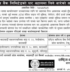 राष्ट्रिय वाणिज्य बैंकलाई कार्यालय भवनको आवश्यकता सम्बन्धी सूचना