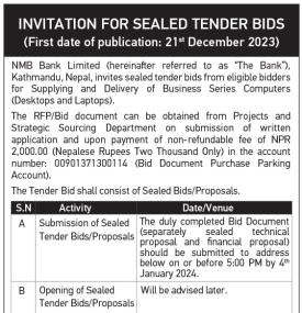 Invitation for Sealed Tender Bids