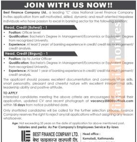 Best Finance Announces Exciting Job Opportunities