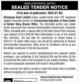Sealed Tender Notice