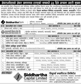 शेयरधनीहरुको शेयर प्रमाणपत्र हराएको सम्बन्धी सूचना