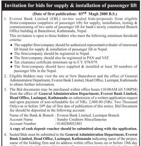 Invitation for Bids for Supply