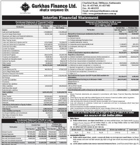 Gurkhas Finance Limited has posted a net profit of Rs 121.60 million and published its 2nd quarter