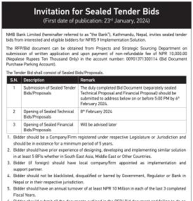 Invitation for Sealed Tender Bids