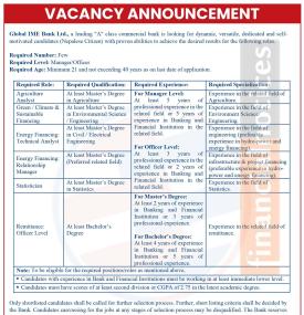 Vacancy Announcement: Exciting Career Opportunities at Global IME Bank Ltd