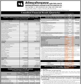 माइक्रोफाइनान्सको खुद नाफा ६ करोड ४३ लाख ९ हजार रुपैयाँ -Quarterly Report -