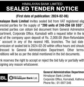 Sealed Tender Notice