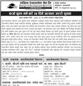 कर्जा चुक्ता गर्ने बारेको अत्यन्त जरुरी सूचना
