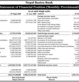 Statement of Finanial Position (Monthly- Provisional)