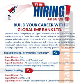 Job Vacancy Announcement: Build Your Career with Global IME Bank -