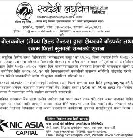 शेयर बाँडफाँट तथा रकम फिर्ताको सूचना