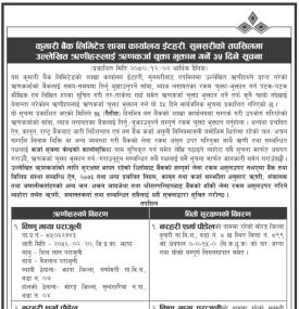 सुनसरीको तपसिलमा उल्लेखित ऋणिहरुलाई ऋणकर्जा चुक्ता भुक्तान गर्ने ३५ दिने सूचना