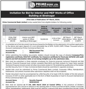 Invitation for Bids for Interior and MEP works of Office
