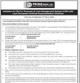 Invitation for bid for proposal of local management system -