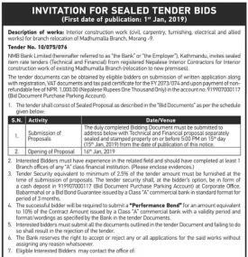 Invitation for sealed tender bids