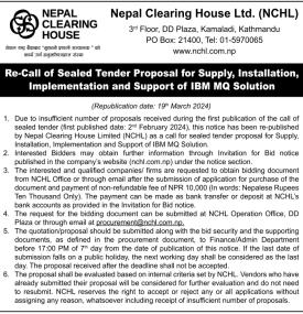 Re-Call of Sealed Tender propposal for Supply