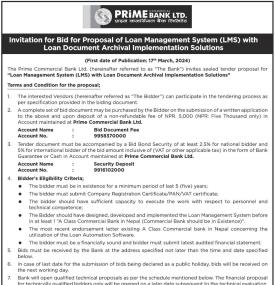 Invitation for Bid for Proposal of Loan Management System