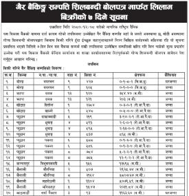 गैह्र बैंकिङ्ग सम्पत्ति शिलबन्दी बोलपत्र मार्फत लिलाम बिक्रीको ७ दिने सूचना