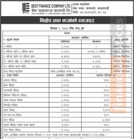 निक्षेप तथा कर्जाको ब्याजदर परिवर्तन सम्बन्धी सूचना