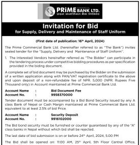 Notice Regarding Invitation for Bids