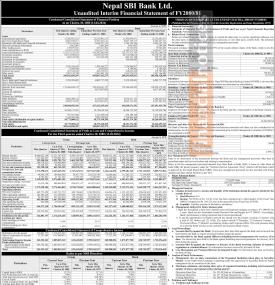 नेपाल एसबीआई बैंकको खुद नाफा  १ अर्ब १६ करोड ४१ लाख रुपैयाँ  - Q3 Report -