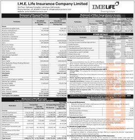 आइएमई लाइफ इन्स्योरेन्सको खुद नाफामा ७५ प्रतिशतले बढेर ३३ करोड १५ लाख रुपैयाँ