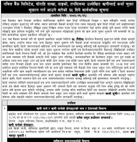 दाङ्गको तपसिलमा उल्लेखित ऋणीहरुलाई ऋणकर्जा चुक्ता भुक्तान गर्ने ३५ दिने सूचना