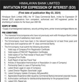 Invitation for Expression of Interest -