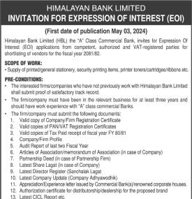 Invitation for Expression of Interest (EOI)