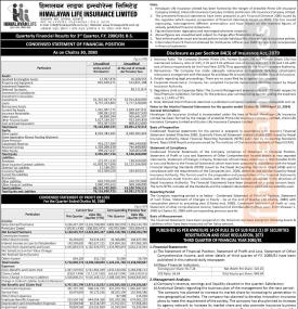 हिमालयन लाइफ इन्सुरेन्सको तेस्रो त्रैमाससम्ममा खुद नाफा ४३ करोड ५४ लाख रुपैयाँ