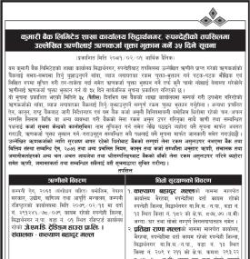 रुपन्देहीको तपसिलमा उल्लेखित ऋणीहरुलाई ऋणकर्जा चुक्ता भुक्तान गर्ने ३५ दिने सूचना
