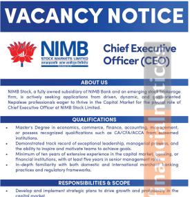 NIMB Stock Limited Seeks Chief Executive Officer