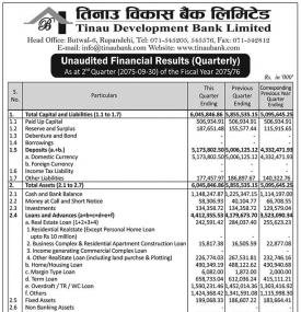 Unaudited Financial Results Quarterly