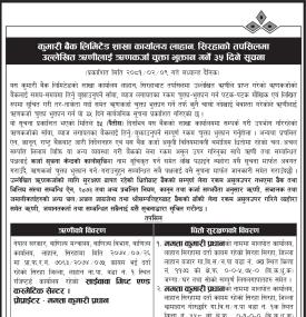 सिरहाको तपसिलमा उल्लेखित ऋणीहरुलाई ऋणकर्जा चुक्ता भुक्तान गर्ने ३५ दिने सूचना