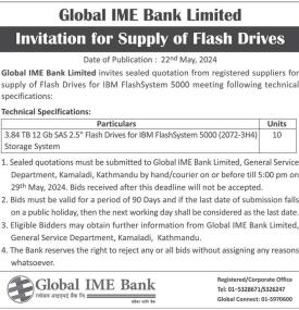 Invitation for Supply of Flash Drives
