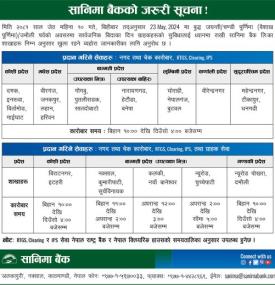सानिमा बैंकका ग्राहकहरुलाई अत्यन्त जरुरी सूचना -