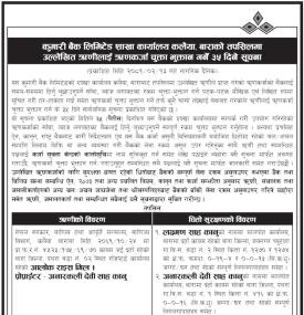 बाराको तपसिलमा उल्लेखित ऋणीहरुलाई ऋणकर्जा चुक्ता भुक्तान गर्ने ३५ दिने सूचना