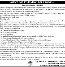 Notice for Invitation for Proposal