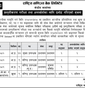 परिक्षा तथा अन्तर्वार्ताका लागि छनोट गरिएको सूचना